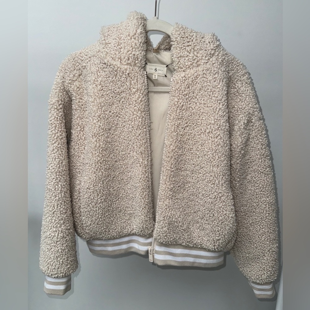 Lou‎ & Grey Sherpa Faux Fur Teddy Jacket in Cream, Size M